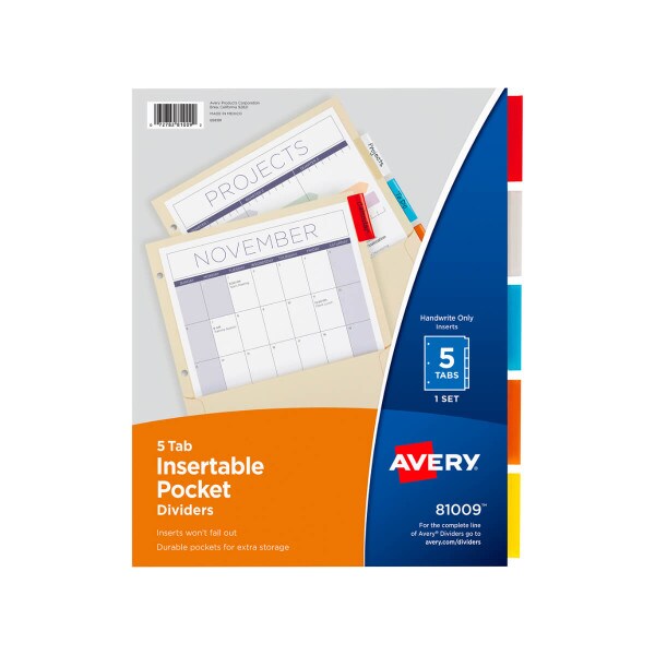 Pocket and Tab Binder Dividers Avery Brand